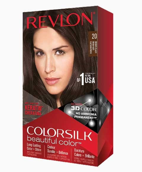 COLORSILK BEAUTIFUL COLOR PERMANENT HAIR COLOR 20 BROWN BLACK Hair Color Asetena Pa