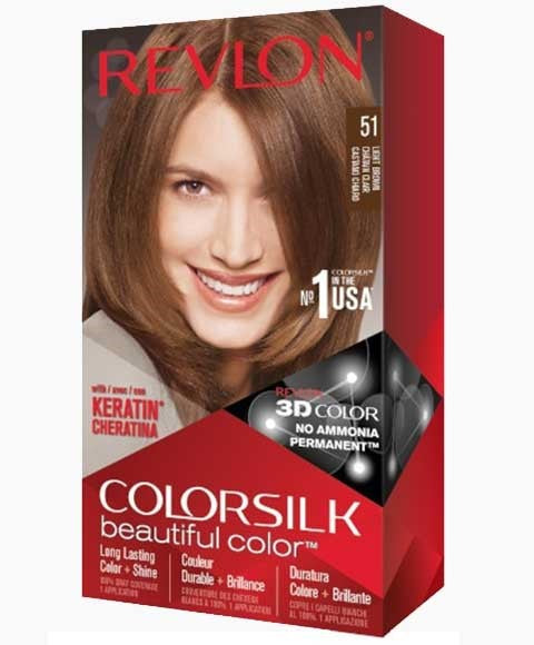 COLORSILK BEAUTIFUL COLOR PERMANENT HAIR COLOR 51 LIGHT BROWN Hair Color Asetena Pa