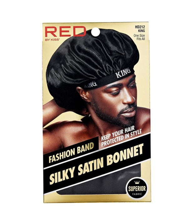 RED BY KISS FASHION BAND SILKY SATIN BONNET HD212 one size fits all Color Black Durags and Caps Asetena Pa