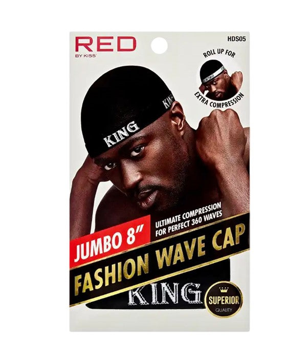 RED BY KISS KING 360 FASHION WAVE CAP HDS05 8" Jumbo Durags and Caps Asetena Pa