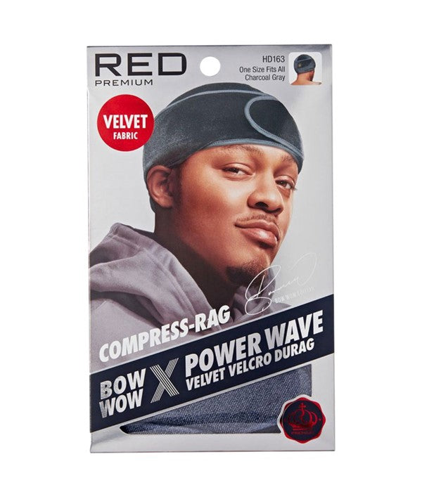 RED BY KISS PREMIUM BOW WOW X POWER WAVE VELVET FASTENING DURAG HD163 one size fits all Color Charcoal Grey Durags and Caps Asetena Pa