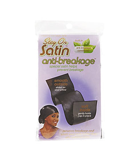 STAY ON SATIN ANTI BREAKAGE WRAPPING SCARF 7879 Color Black Durags and Caps Asetena Pa