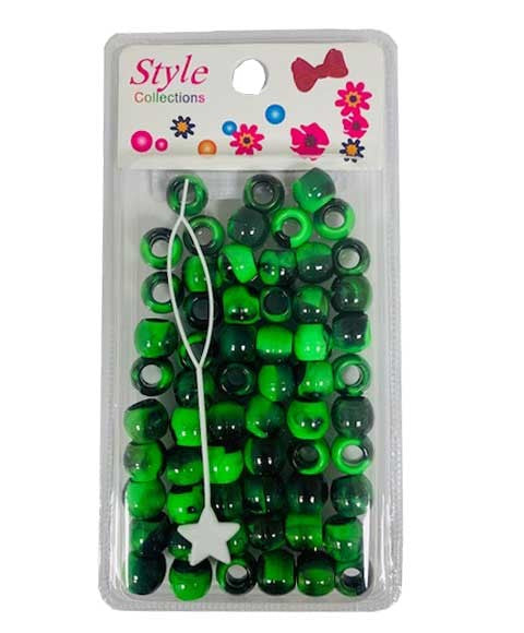 STYLE COLLECTION PATTERN BEADS BD012 BLACK AND GREEN Kids Hair Accessories Asetena Pa