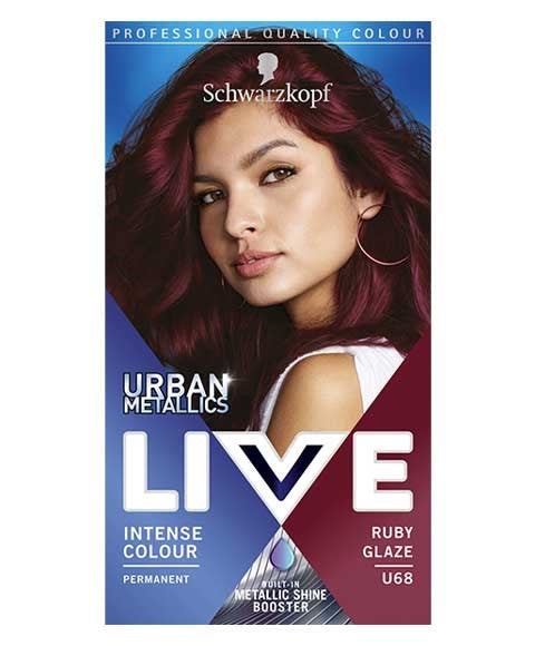 LIVE URBAN METALLICS INTENSE PERMANENT COLOUR U68 RUBY GLAZE Hair Color Asetena Pa