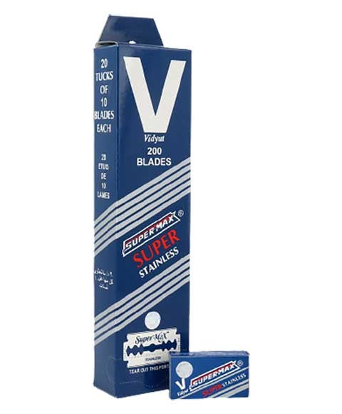 VIDYUT SUPER STAINLESS BLADES 200 Blades Clippers and Trimmers Asetena Pa