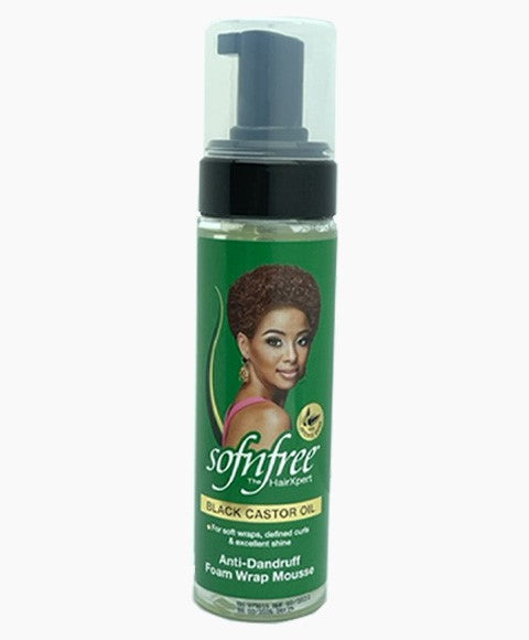 SOF N FREE BLACK CASTOR OIL ANTI DANDRUFF FOAM WRAP MOUSSE 200 ml Hair Styling Asetena Pa