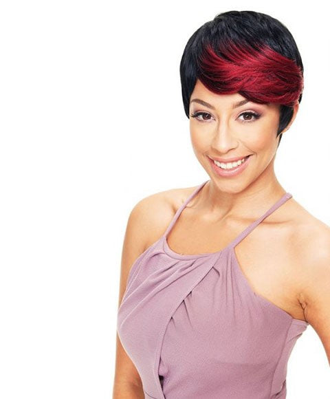 FASHION IDOL SYN 101 KIMBERLEY WIG Color FF1B/DARKRED Synthetic Hair Wigs Asetena Pa