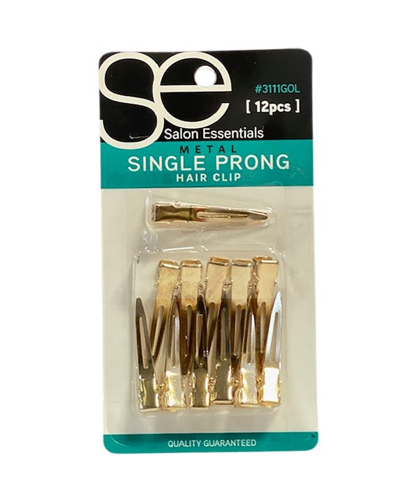SALON ESSENTIALS METAL SINGLE PRONG HAIR CLIP 3111GOL 12 pcs Salon Accessories Asetena Pa