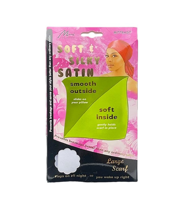 SOFT AND SILKY SATIN LARGE SCARF M779AST Durags and Caps Asetena Pa