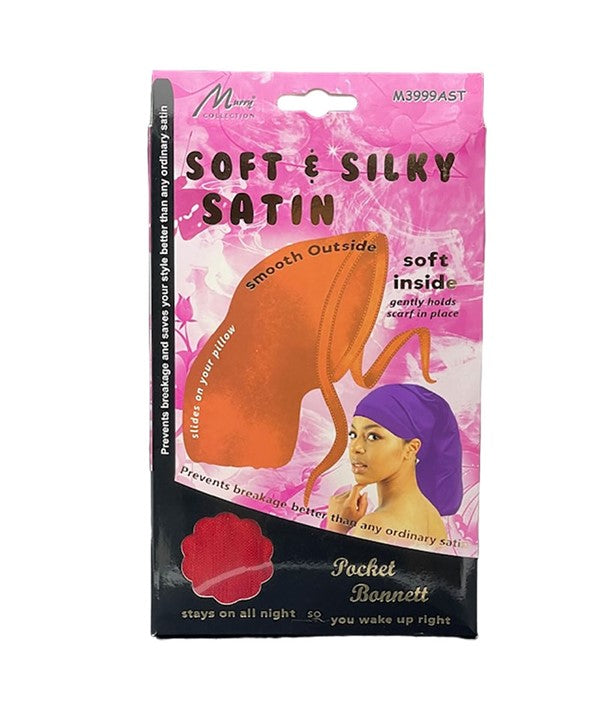 SOFT AND SILKY SATIN POCKET BONNETT M3999AST Durags and Caps Asetena Pa