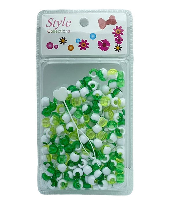 STYLE COLLECTION HAIR BEADS BD011 WHITE AND GREEN Kids Hair Accessories Asetena Pa