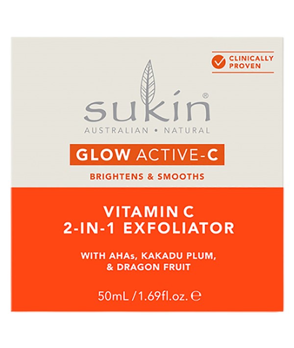 SUKIN GLOW ACTIVE C VITAMIN C 2 IN 1 EXFOLIATOR 50ml Skin Wash Asetena Pa