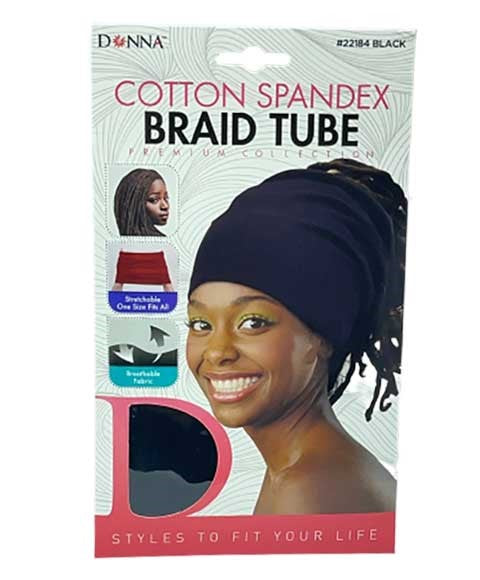 PREMIUM COLLECTION COTTON SPANDEX BRAID TUBE 22184 BLACK Durags and Caps Asetena Pa