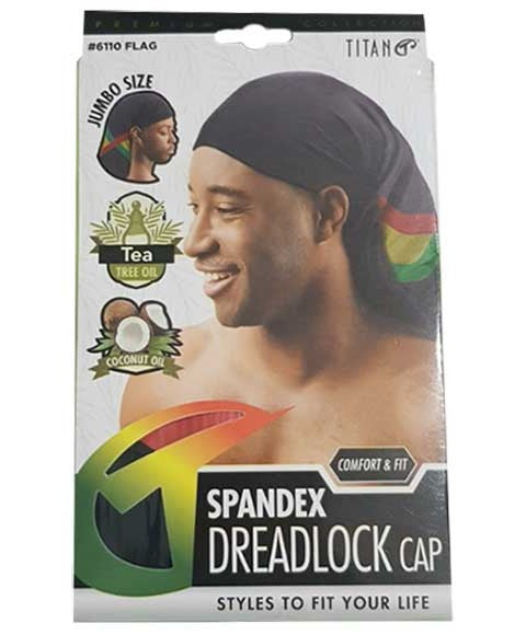 TITAN DONNA SPANDEX DREADLOCK CAP WITH TEA TREE OIL AND COCONUT OIL Jumbo size Color 6110 Flag Dreadlocks Products Asetena Pa