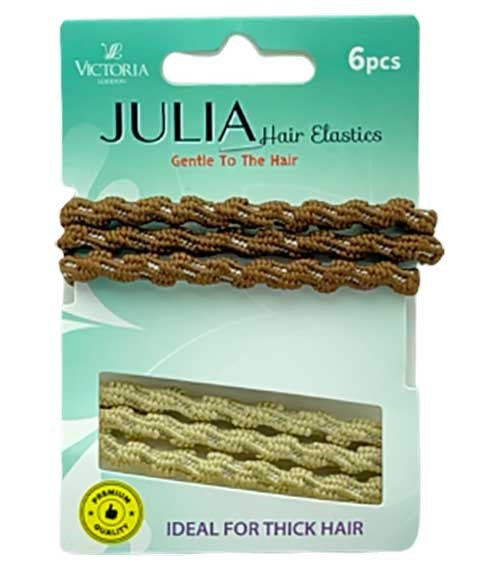JULIA HAIR ELASTICS 79A2 6 pcs Color Beige And Brown Kids Hair Accessories Asetena Pa