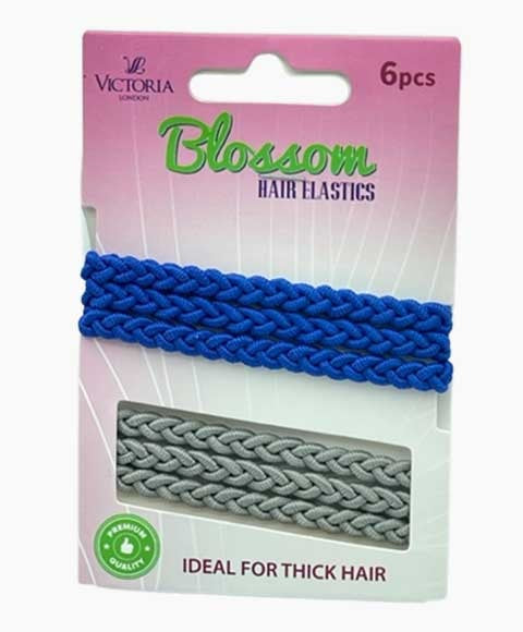 BLOSSOM HAIR ELASTIC BANDS 55A3 6 Pcs Color Blue and Grey Kids Hair Accessories Asetena Pa
