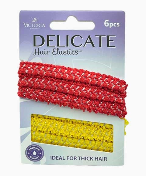 DELICATE HAIR ELASTIC BANDS 20A2 6 Pcs Color Red And Yellow Kids Hair Accessories Asetena Pa