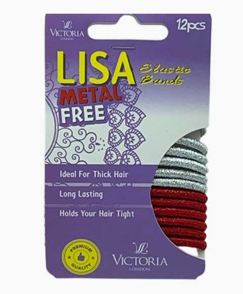 LISA METAL FREE ELASTIC HAIR BANDS WITH SPARKLE 29A3 12 Pcs Color Silver And Red Kids Hair Accessories Asetena Pa