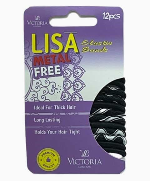 LISA METAL FREE ELASTIC HAIR BANDS 2A1 12 x 12 Pcs Color Black and White Kids Hair Accessories Asetena Pa
