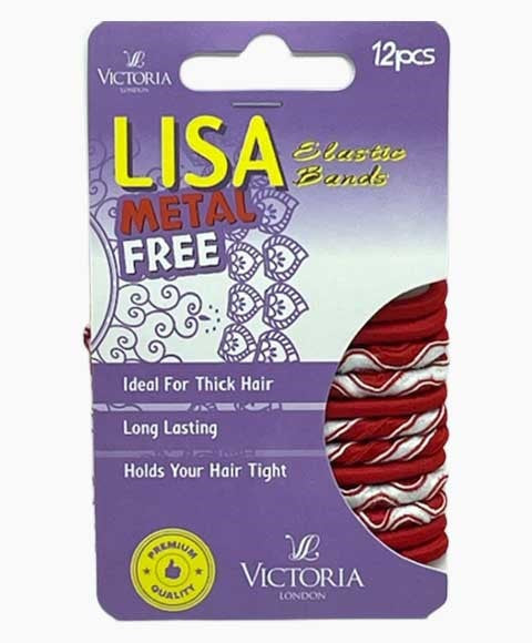 LISA METAL FREE ELASTIC HAIR BANDS 2A5 12 x 12 Pcs Color Red And White Kids Hair Accessories Asetena Pa