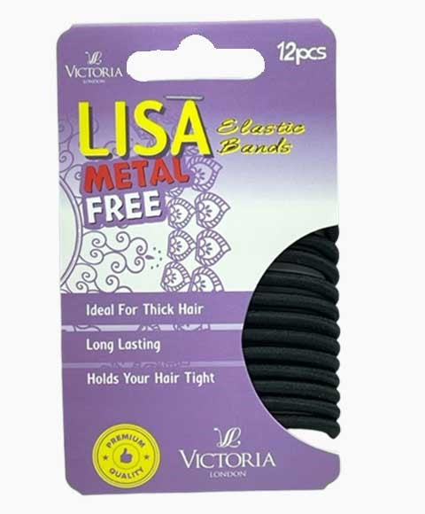 LISA METAL FREE ELASTIC HAIR BANDS 65A1 12 x 12 Pcs Color Black Kids Hair Accessories Asetena Pa