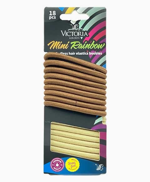 MINI RAINBOW ENDLESS HAIR ELASTICS BOOBLES 70A2 18 Pcs Color Brown And Beige Kids Hair Accessories Asetena Pa