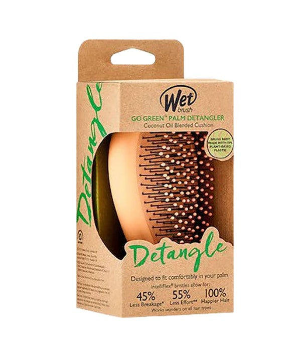 GO GREEN COCONUT OIL BLENDED CUSHION PALM DETANGLER Hair Brushes and Combs Asetena Pa
