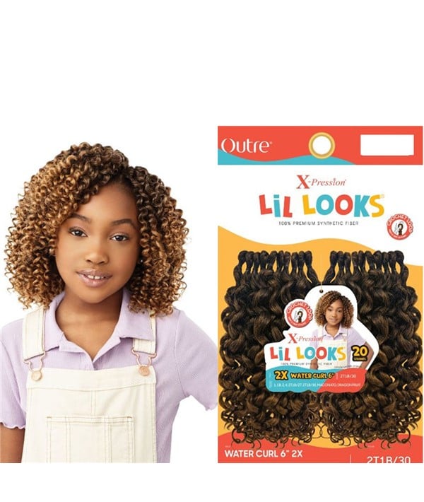 X PRESSION SYN LIL LOOKS 2X WATER CURL 6 Inches Color 2 Hair for Braid Extensions Asetena Pa