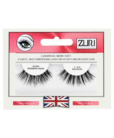 ZURI HUMAN HAIR EYELASHES 1 43 BLACK Eye Makeup Asetena Pa