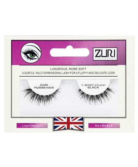 ZURI HUMAN HAIR EYELASHES 1 WISP CHARM BLACK Eye Makeup Asetena Pa
