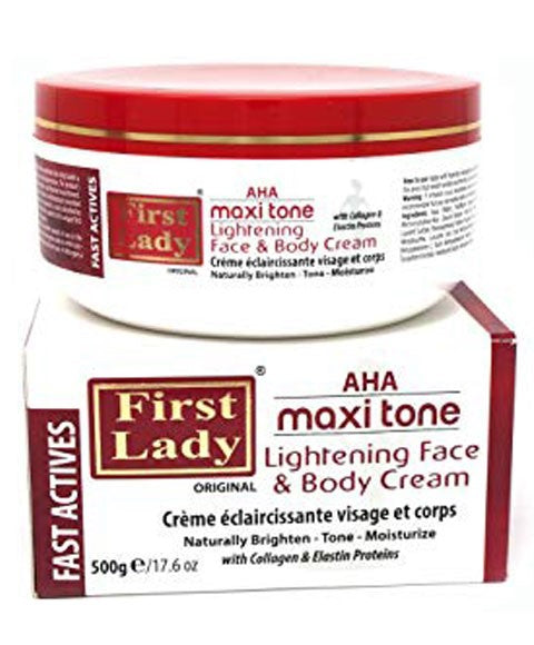 FIRST LADY AHA MAXI TONE LIGHTENING FACE AND BODY CREAM 500g Skin Moisturizing Asetena Pa
