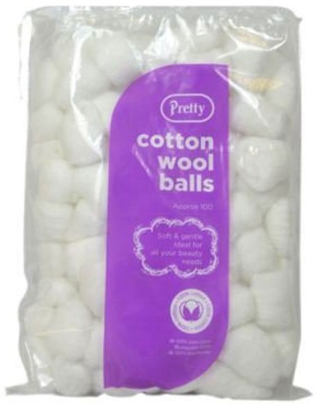PRETTY COTTON WOOL BALLS WHITE 100 Pcs Personal Care Asetena Pa