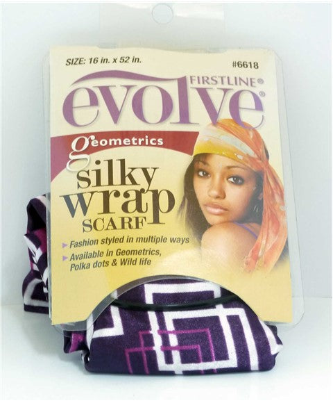 EVOLVE GEOMETRICS SILKY WRAP SCARF Color 6618 Durags and Caps Asetena Pa