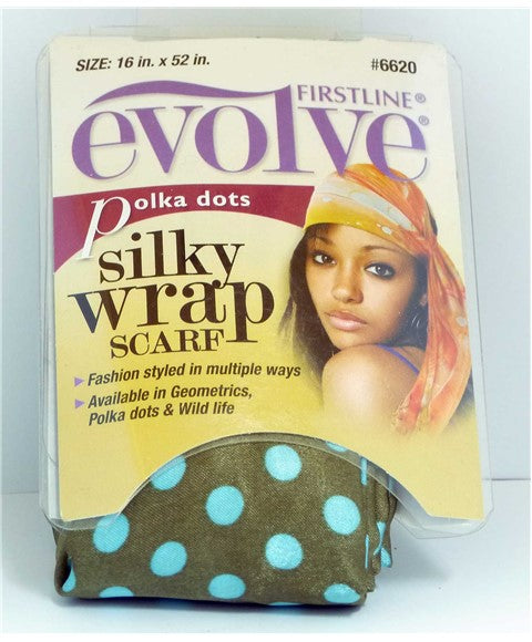 EVOLVE POLKA DOTS SILKY WRAP SCARF Color 6620 Durags and Caps Asetena Pa