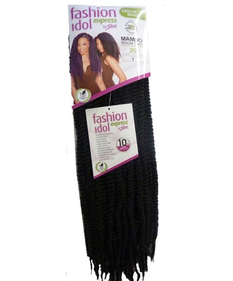 FASHION IDOL EXPRESS SYN MAMBO REGGAE TWIST 20 Color 1B Hair for Braid Extensions Asetena Pa