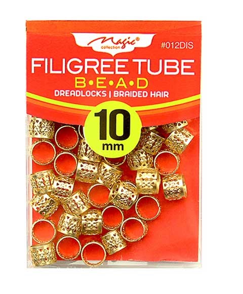 MAGIC COLLECTION FILIGREE TUBE BEAD 012DIS GOLDEN 10 mm Kids Hair Accessories Asetena Pa