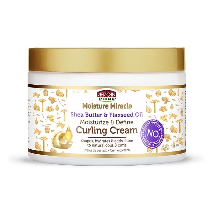 African Pride Moisture Miracle Shea Butter & Flaxseed Oil Moisturize & Define Curling Cream 12oz
