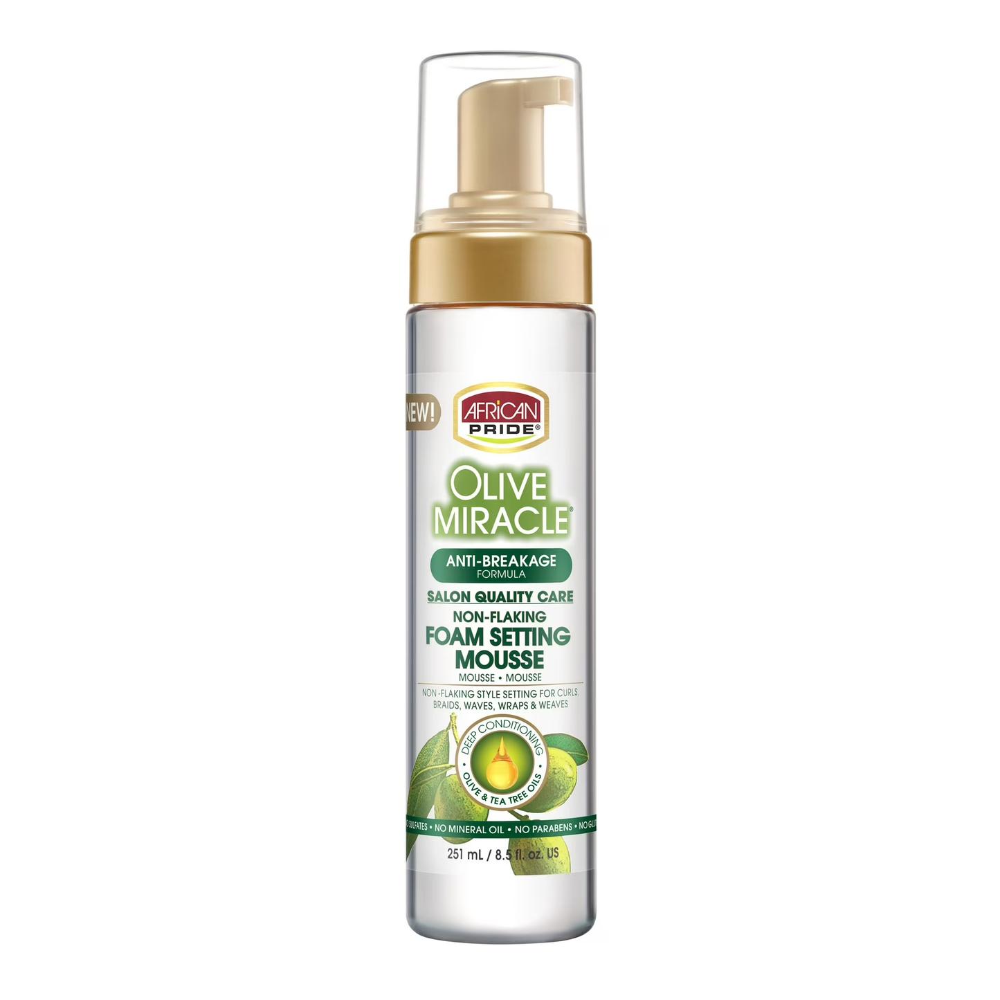 African Pride Olive Miracle Anti-Breakage Non-Flaking Foam Setting Mousse 8.5oz
