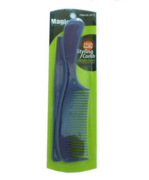 MAGIC COLLECTION HANDLE COMB WITH BARBER COMB 2512 Color Misc Color Hair Brushes and Combs Asetena Pa
