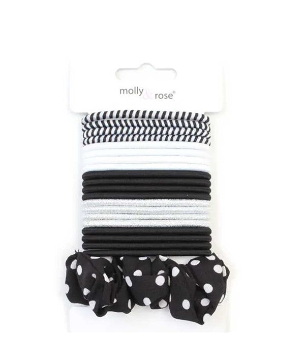 BLACK AND WHITE ELASTICS AND SCRUNCHIE SET 9320 Kids Hair Accessories Asetena Pa