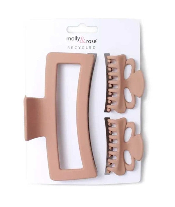 RECYCLED 3 PIECE CLAMP SET MOCHA 9425 Kids Hair Accessories Asetena Pa
