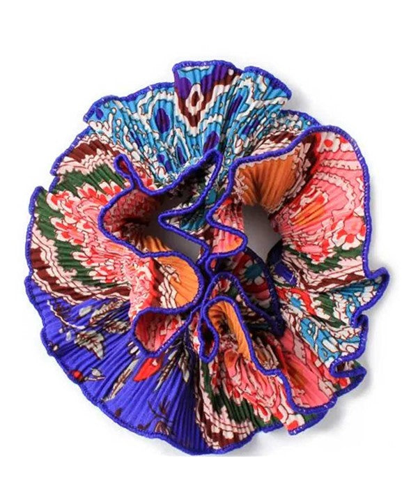DOUBLE LAYERED INDIAN BLOCK PRINT RIBBED EXTRA LARGE SCRUNCHIE 9309 Kids Hair Accessories Asetena Pa