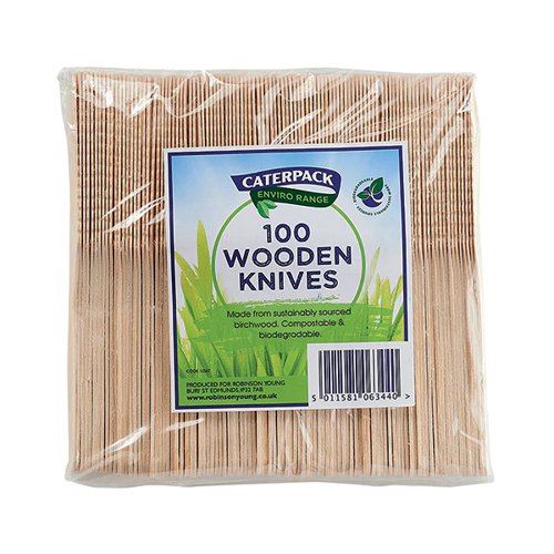 Caterpack Enviro Wooden Knives 1x6.5"