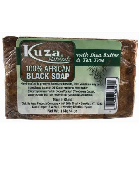 100 PERCENT AFRICAN BLACK SOAP WITH SHEA BUTTER AND TEA TREE 114 g Skin Wash Asetena Pa
