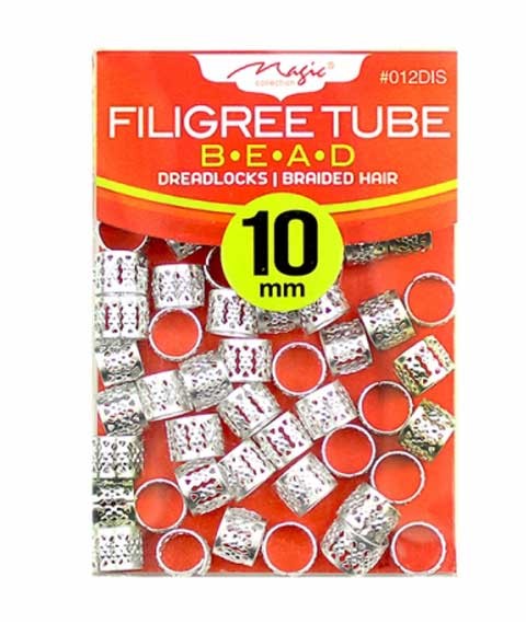 MAGIC COLLECTION FILIGREE TUBE BEAD 012DIS SILVER 10 mm Kids Hair Accessories Asetena Pa