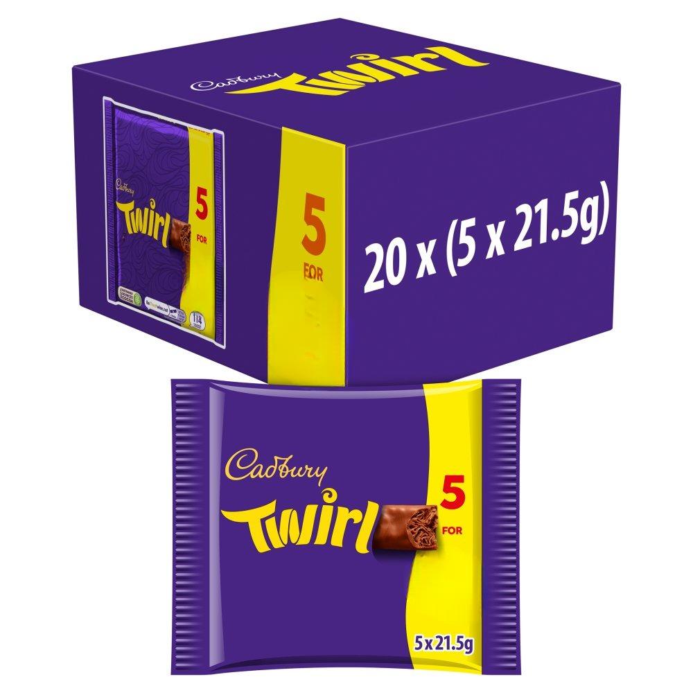 Cadbury Twirl Chocolate Bar 5 Pack Multipack 107.5g