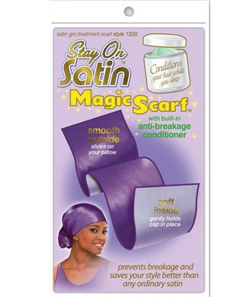 STAY ON SATIN MAGIC SCARF STYLE 1220 Color Purple Durags and Caps Asetena Pa