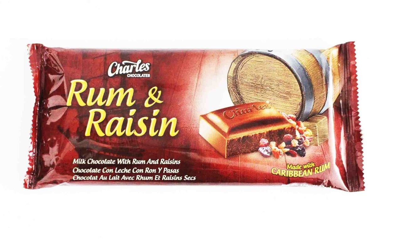 Charles Rum and Raisin Chocolate Bar 120g Box of 6