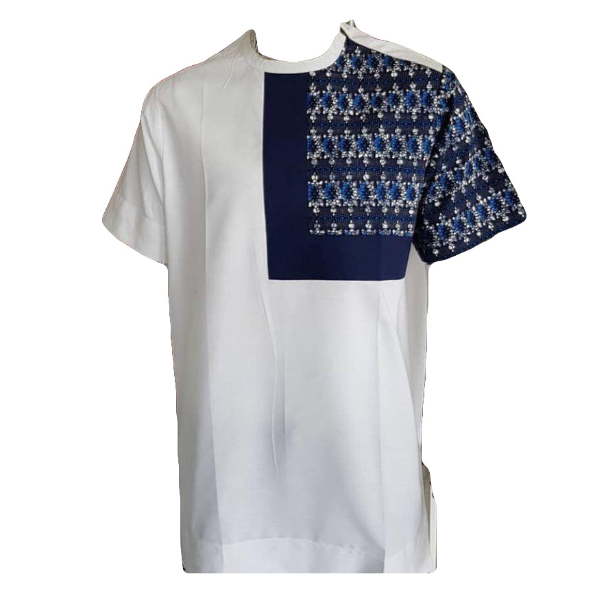 African Wear Men's Clothing Ash Grey Short Sleeve Top Shirt