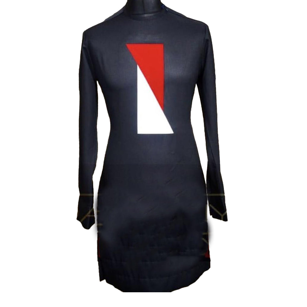 African Wear Men's Long Sleeve Red-White Print Over Solid Black Top Shirt